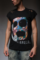 CALL YOUR DEALER DISTRESSED SLEEVELESS T BLACK, DYSTOPIA