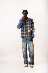 INDIGO OUTCAST FRAYED SHIRT