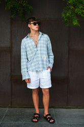 AMALFI BREEZE SHREDDED PLAID SHIRT