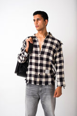 FRAYED NOIR PLAID SHIRT