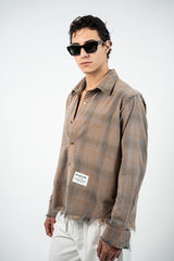 TAUPE FADED DOMINION RAW EDGE SHIRT