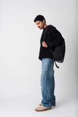 BLACK RAW DISTRESSED ATELIER CREWNECK