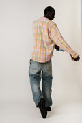 SORBET RESORT SHREDDED PLAID SHIRT