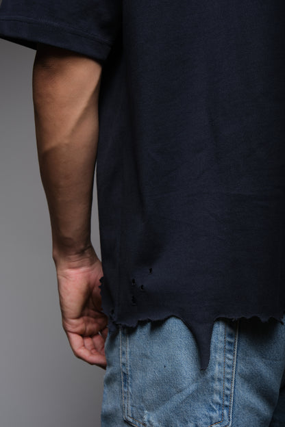 DYSTOPIAN BLOOM DISTRESSED TEE BLUE, DYSTOPIA