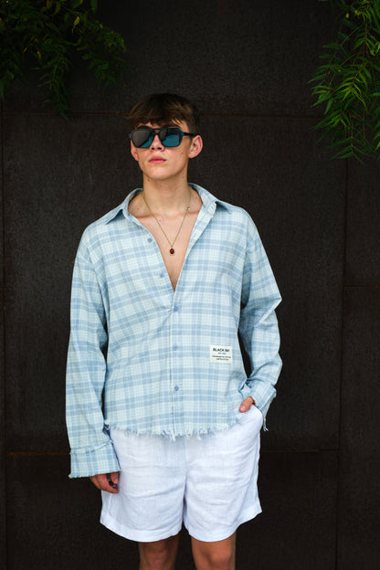 AMALFI BREEZE SHREDDED PLAID SHIRT