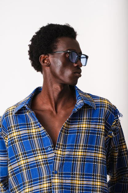 INDIGO OUTCAST FRAYED SHIRT