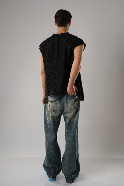 COW BOY, FEATURING HEAVILY DISTRESSED EDGES BLACK