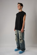 COW BOY, FEATURING HEAVILY DISTRESSED EDGES BLACK