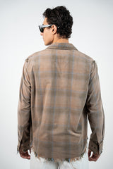 TAUPE FADED DOMINION RAW EDGE SHIRT