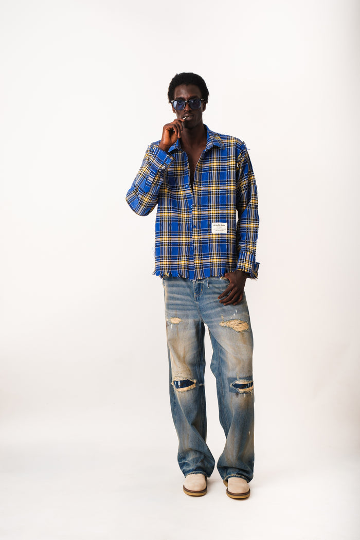 INDIGO OUTCAST FRAYED SHIRT