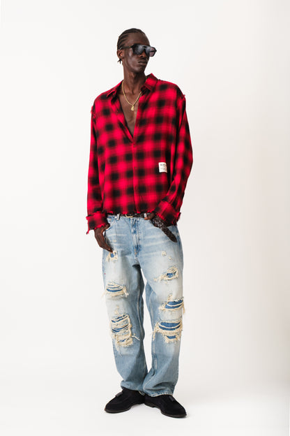 RED HAVOC RAW EDGE SHIRT