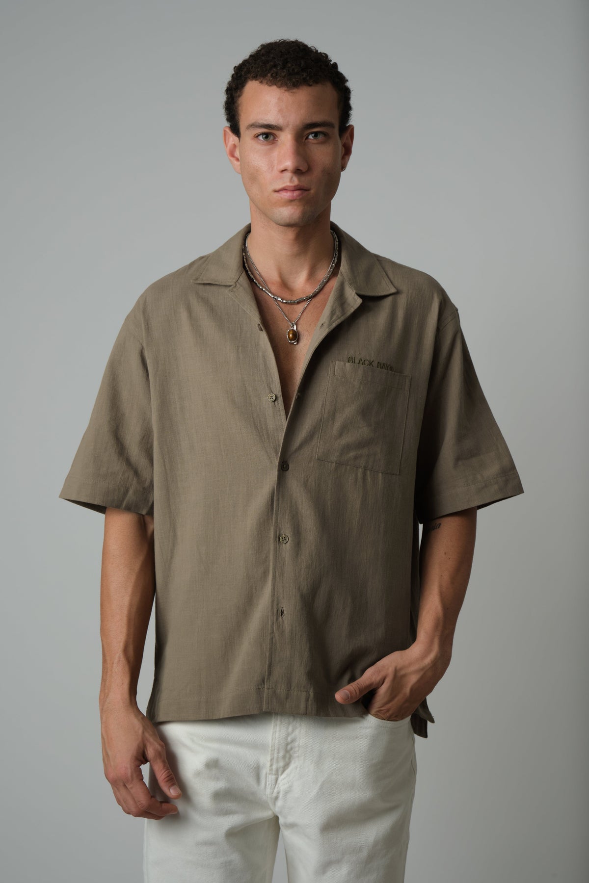 OLIVE LINEN SHIRT