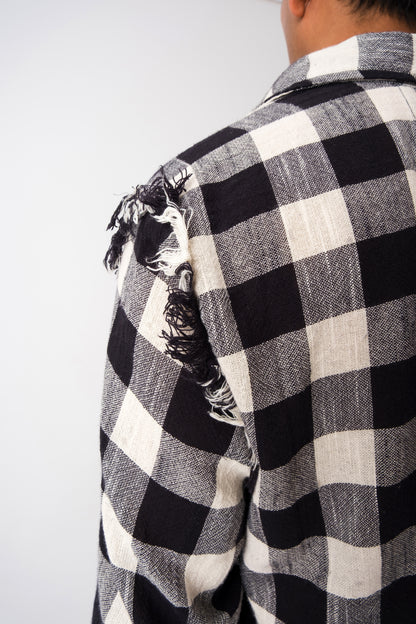 FRAYED NOIR PLAID SHIRT