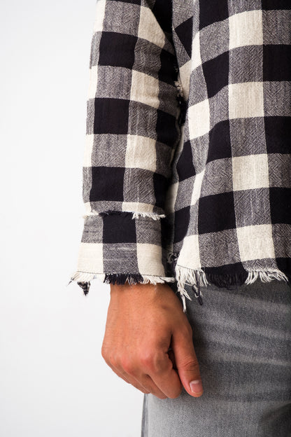 FRAYED NOIR PLAID SHIRT