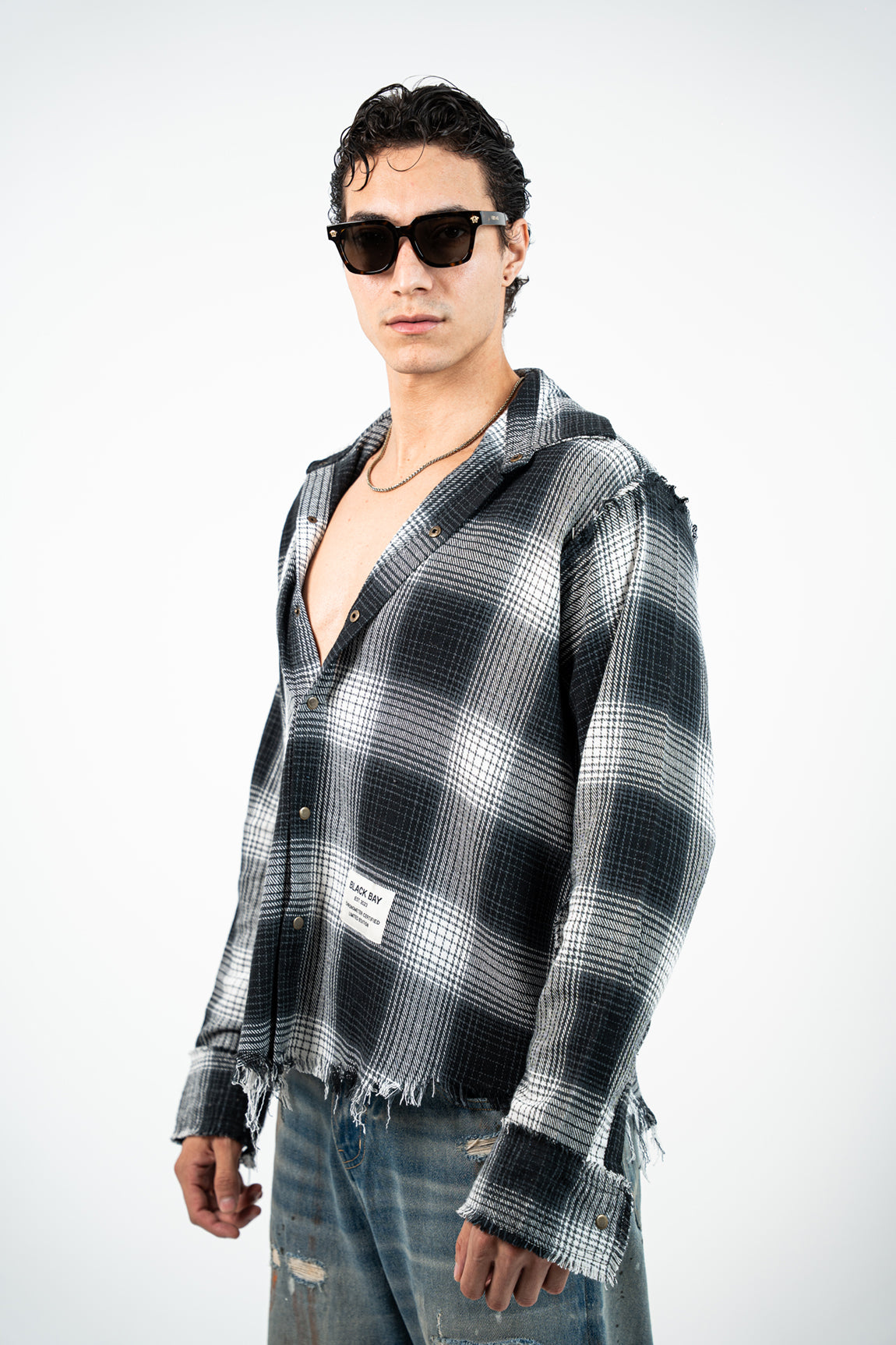ECLIPSE PLAID RAW EDGE SHIRT