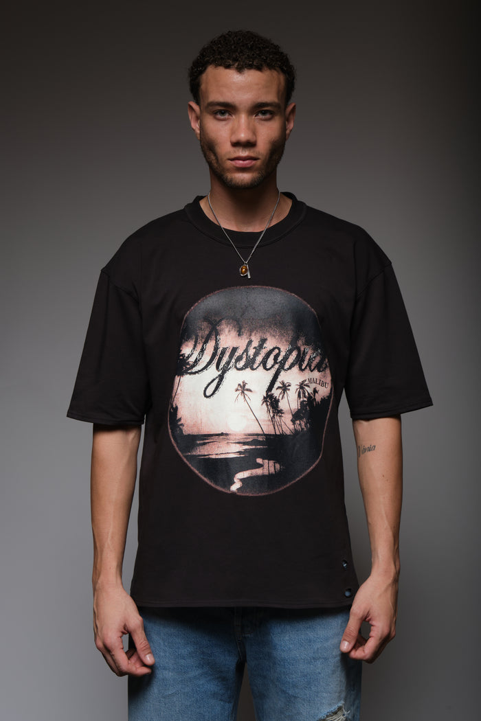 DYSTOPIA DISTRESSED TEE BLACK