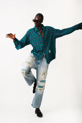 TEAL HAVOC RAW EDGE SHIRT