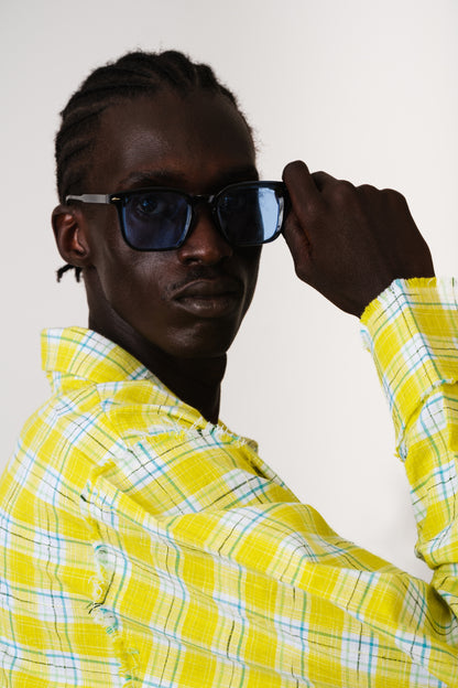 CITRUS ANARCHY SHREDDED PLAID SHIRT