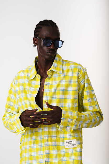 CITRUS ANARCHY SHREDDED PLAID SHIRT