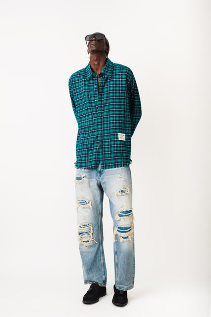 TEAL HAVOC RAW EDGE SHIRT
