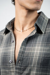 SMOKE PLAID RAW EDGE SHIRT