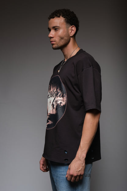DYSTOPIA DISTRESSED TEE BLACK