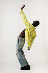 CITRUS ANARCHY SHREDDED PLAID SHIRT