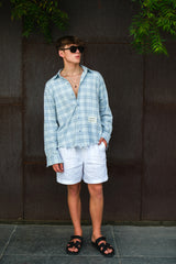 AMALFI BREEZE SHREDDED PLAID SHIRT