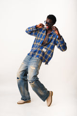 INDIGO OUTCAST FRAYED SHIRT