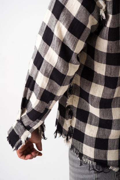 FRAYED NOIR PLAID SHIRT