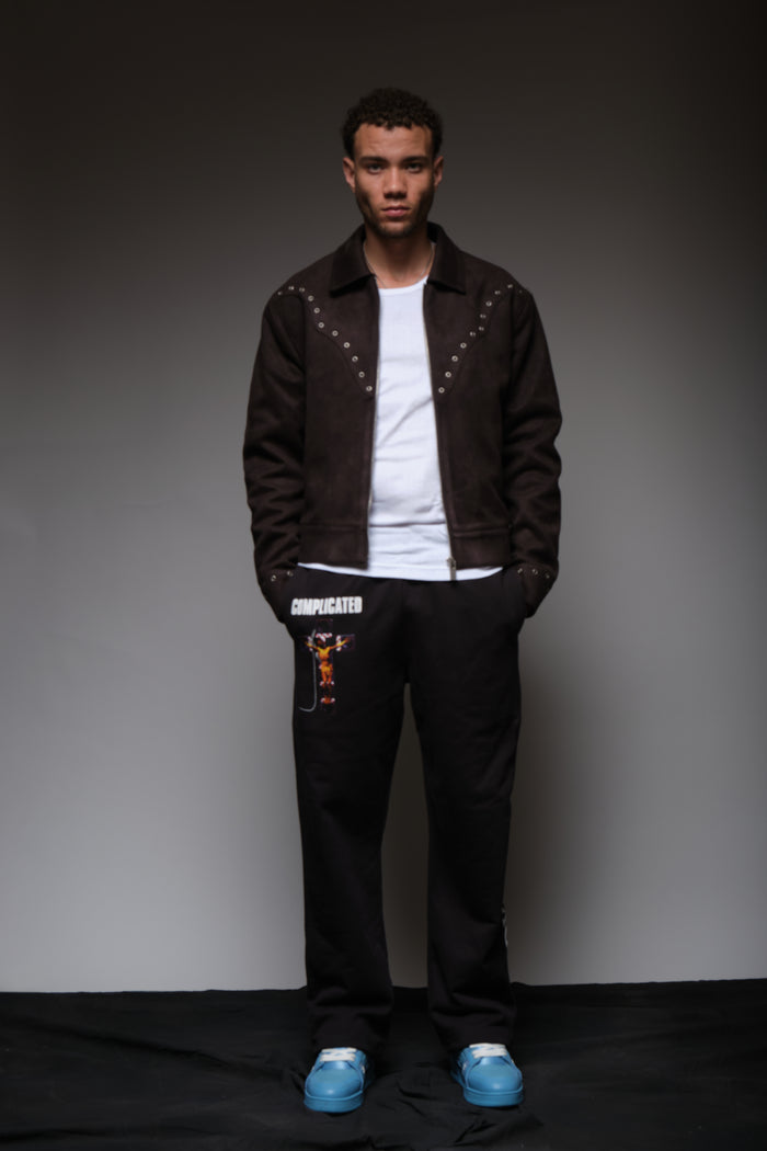 COMPLICATED TRACK PANTS BLACK, DYSTOPIA