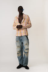 SORBIT RESORT SHREDDED PLAID SHIRT
