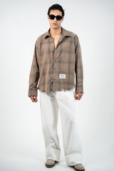 TAUPE FADED DOMINION RAW EDGE SHIRT