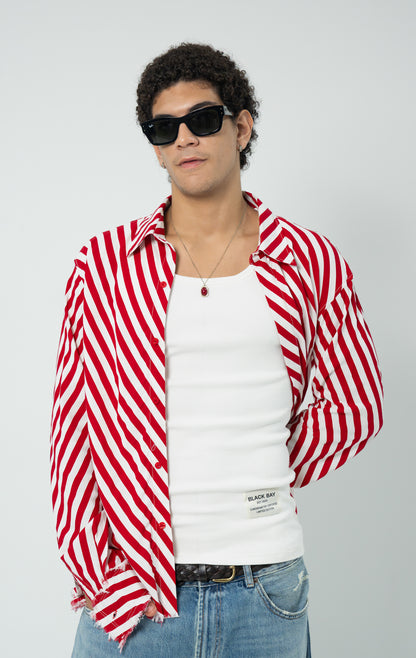 RED CÔTE FRAYED SHIRT