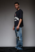 DYSTOPIAN BLOOM DISTRESSED TEE BLUE, DYSTOPIA