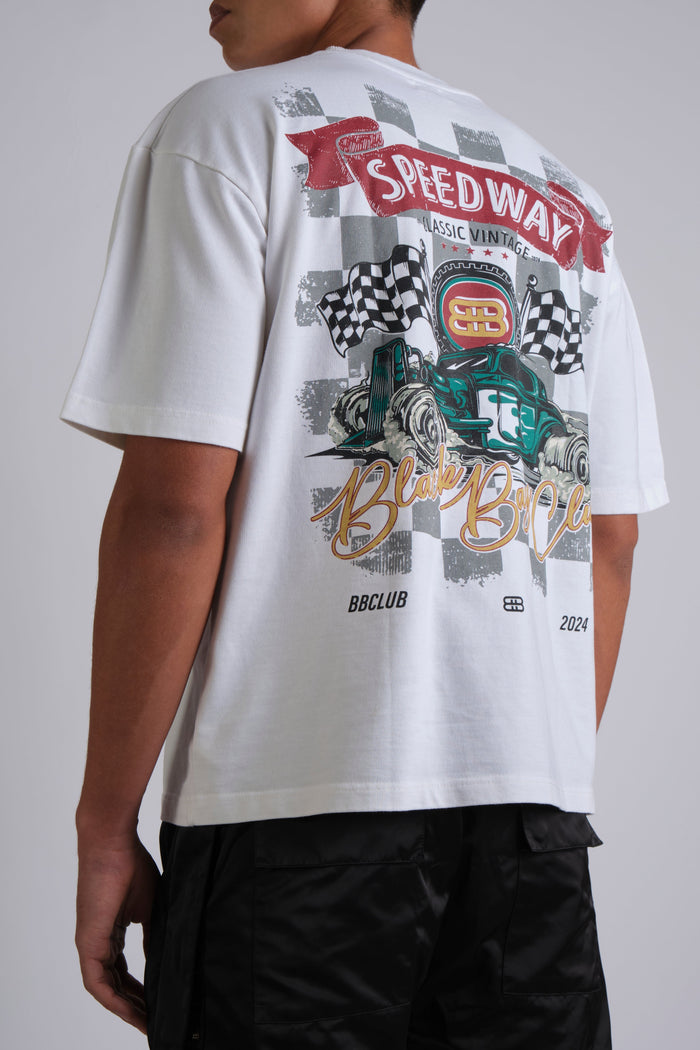SPEEDWAY WHITE VINTAGE RACING T-SHIRT