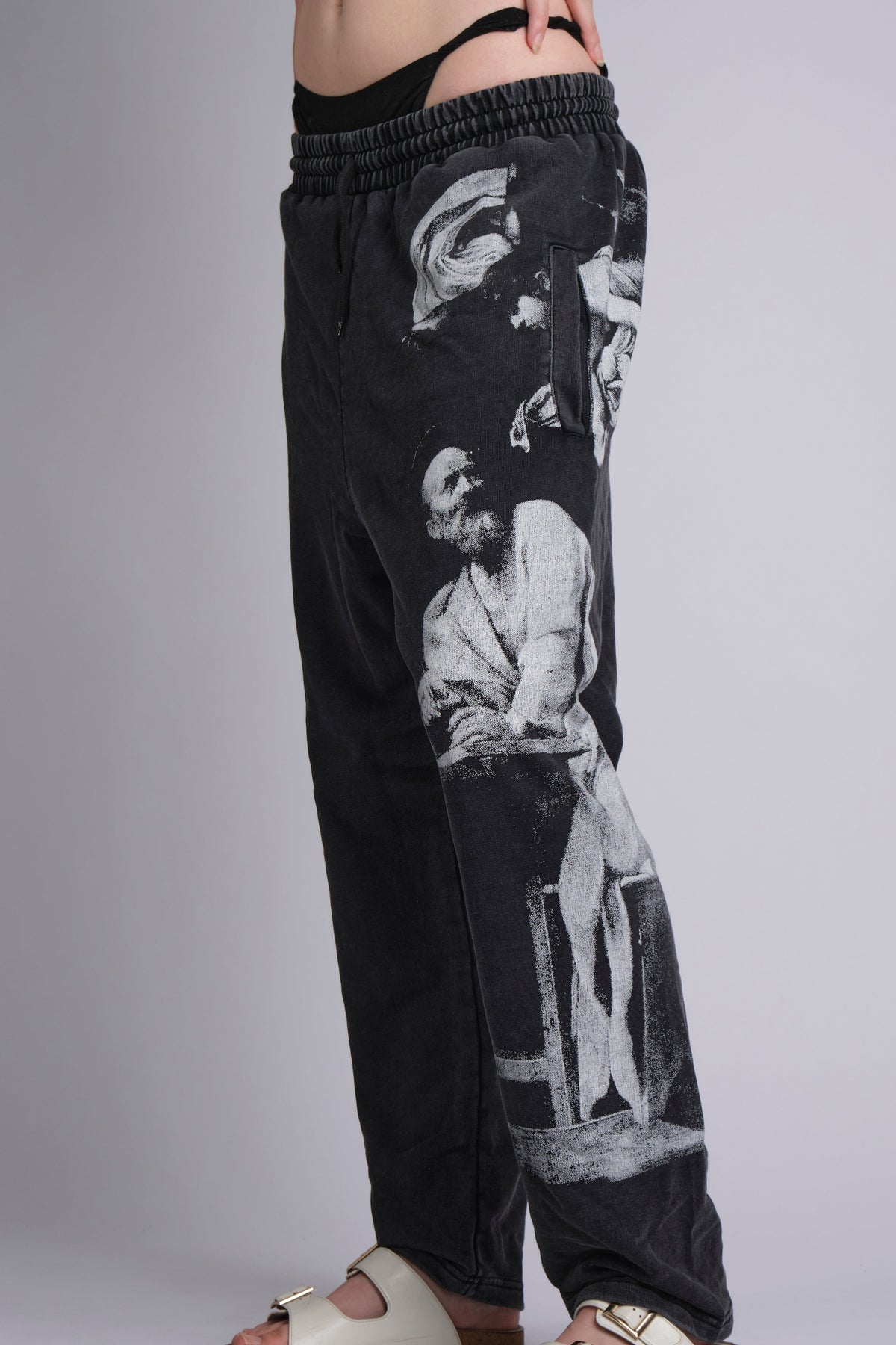 GRAPHIC-PRINT TRACK PANTS INSPIRED BY RENAISSANCE PAINTINGS