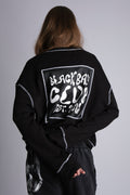 CONTRAST FLATLOCK SWEATSHIRT IN BLACK