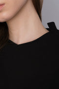 BLACK EMBROIDERY CROPPED SWEATSHIRT