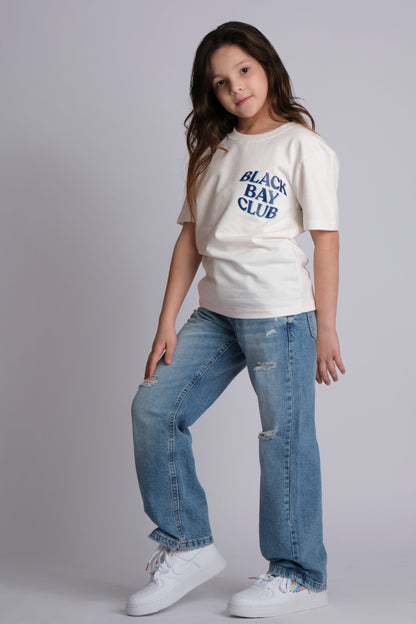 WHITE NOCTURNAL T-SHIRT, BLACK BAY CLUB KIDS