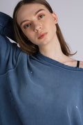BLU RAW HANDWRITTEN DISTRESSED SWEATSHIRT