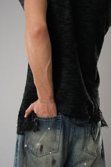 COW BOY, FEATURING HEAVILY DISTRESSED EDGES BLACK