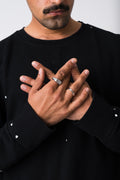 BLACK RAW DISTRESSED ATELIER CREWNECK