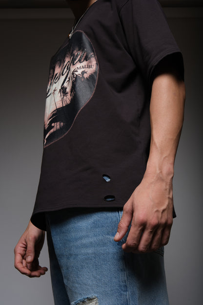 DYSTOPIA DISTRESSED TEE BLACK
