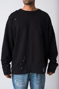 BLACK RAW HANDWRITTEN DISTRESSED ATELIER CREW NECK