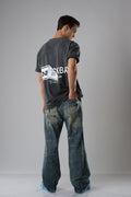 OASIS BLACK WASHED WITH DISTRESSED EDGES T-SHIRT