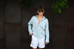 AMALFI BREEZE SHREDDED PLAID SHIRT