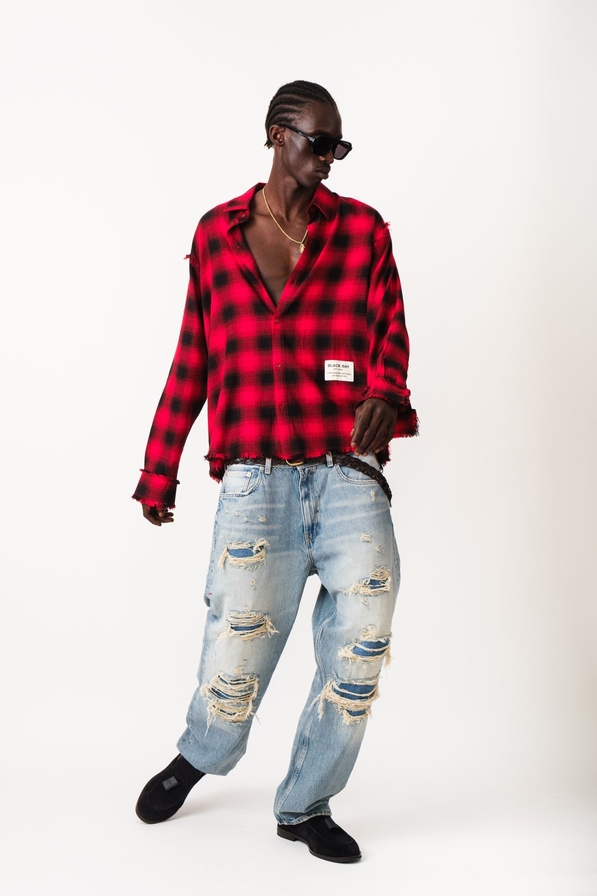 RED HAVOC RAW EDGE SHIRT