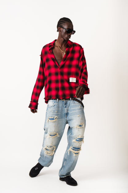 RED HAVOC RAW EDGE SHIRT
