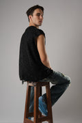 COW BOY, FEATURING HEAVILY DISTRESSED EDGES BLACK